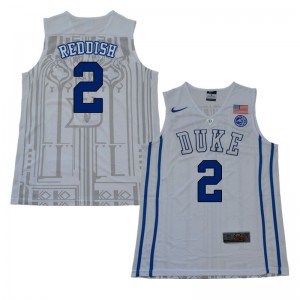 Men's Duke University #2 Cam Reddish White Embroidery Jersey 718146-211