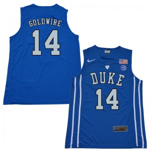 Mens Duke Blue Devils #14 Jordan Goldwire Blue NCAA Jersey 574451-982