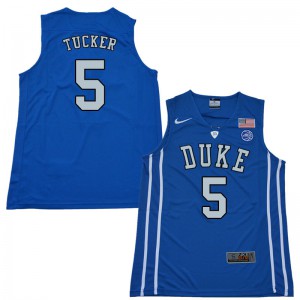 Mens Duke University #5 Jordan Tucker Blue Stitched Jersey 185172-761