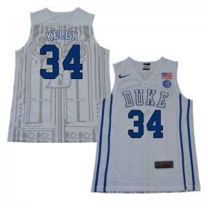 Mens Duke Blue Devils #34 Ryan Kelly White Embroidery Jerseys 912860-369