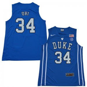 Men Duke University #34 Sean Obi Blue Basketball Jerseys 648913-514