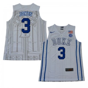 Mens Duke Blue Devils #3 Tre Jones White Player Jersey 153555-228