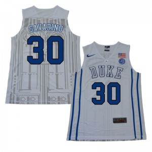 Men's Duke Blue Devils #30 Michael Savarino White Embroidery Jerseys 369154-335
