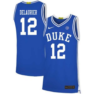 Men's Duke University #12 Javin DeLaurier Blue Embroidery Jerseys 463423-842