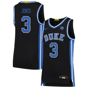 Mens Duke Blue Devils #3 Tre Jones Black University Jerseys 800688-563