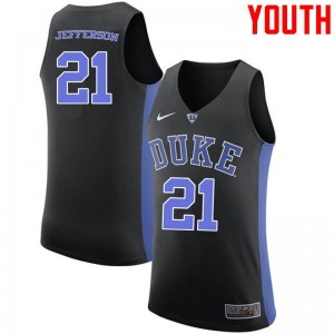Youth Duke University #21 Amile Jefferson Black Player Jersey 281618-298
