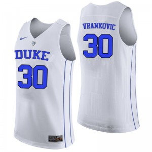 Men's Duke University #30 Antonio Vrankovic White Embroidery Jerseys 572960-548