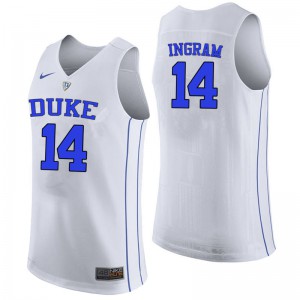 Men's Duke University #14 Brandon Ingram White Stitched Jersey 287277-634