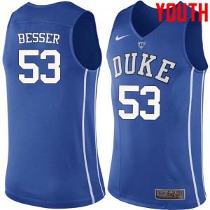 Youth Duke Blue Devils #53 Brennan Besser Blue Stitch Jerseys 682106-155