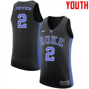 Youth Duke Blue Devils #2 Chase Jeter Black Stitch Jerseys 767917-471