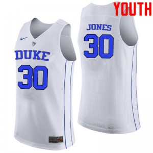 Youth Duke #30 Dahntay Jones White University Jersey 298370-556