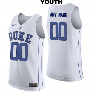 Youth Duke Blue Devils #00 Custom White College Jersey 584695-399