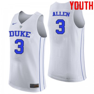 Youth Blue Devils #3 Grayson Allen White College Jersey 762142-399