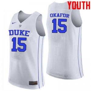 Youth Duke Blue Devils #15 Jahlil Okafor White Basketball Jersey 336432-587