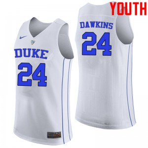 Youth Duke Blue Devils #24 Johnny Dawkins White Player Jersey 693048-137