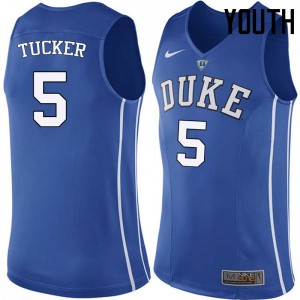 Youth Duke Blue Devils #5 Jordan Tucker Blue Official Jersey 371598-564