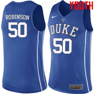 Youth Blue Devils #50 Justin Robinson Blue Embroidery Jersey 276375-632
