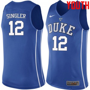 Youth Duke University #12 Kyle Singler Blue Official Jersey 623959-820