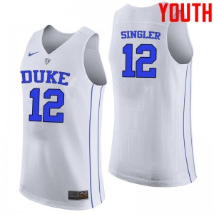 Youth Duke Blue Devils #12 Kyle Singler White College Jerseys 125435-874