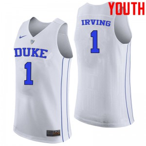 Youth Duke Blue Devils #1 Kyrie Irving White Embroidery Jerseys 727107-441
