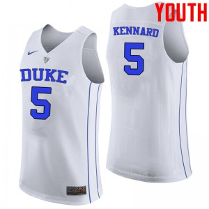 Youth Duke Blue Devils #5 Luke Kennard White Stitched Jersey 654501-843