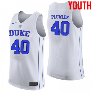Youth Duke University #40 Marshall Plumlee White College Jersey 825462-440