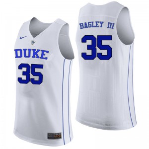 Mens Duke University #35 Marvin Bagley III White Official Jersey 283848-521