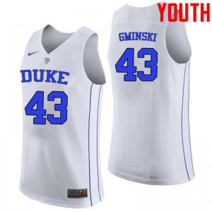 Youth Duke Blue Devils #43 Mike Gminski White Stitch Jerseys 517028-780