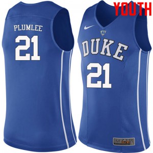 Youth Duke Blue Devils #21 Miles Plumlee Blue Basketball Jerseys 286455-298