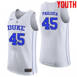 Youth Duke Blue Devils #45 Nick Pagliuca White University Jersey 718327-780