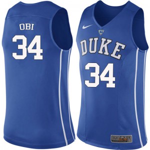 Men's Duke Blue Devils #34 Sean Obi Blue University Jerseys 293610-933