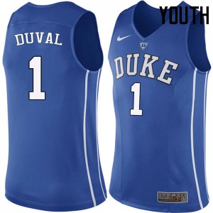 Youth Duke University #1 Trevon Duval Blue NCAA Jerseys 378213-835