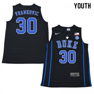 Youth Duke Blue Devils #30 Antonio Vrankovic Black Stitch Jerseys 825102-799