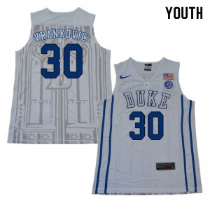 Youth Blue Devils #30 Antonio Vrankovic White Basketball Jerseys 842699-809