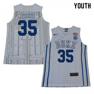 Youth Duke #35 Danny Ferry White Embroidery Jerseys 734529-245