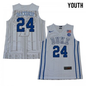 Youth Duke University #24 Johnny Dawkins White NCAA Jersey 471430-152