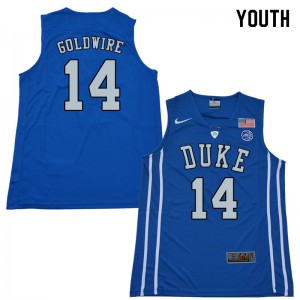Youth Duke Blue Devils #14 Jordan Goldwire Blue Basketball Jerseys 444898-148