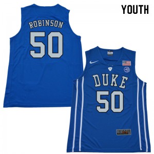 Youth Duke #50 Justin Robinson Blue Embroidery Jerseys 443184-188