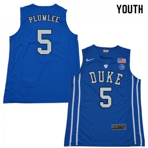 Youth Blue Devils #5 Mason Plumlee Blue NCAA Jerseys 386019-485