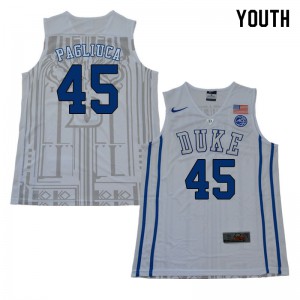 Youth Blue Devils #45 Nick Pagliuca White High School Jersey 960918-626