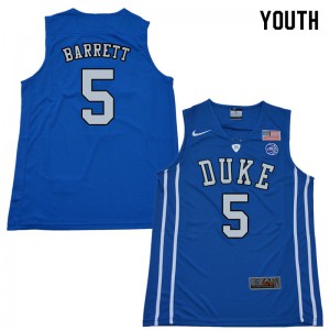 Youth Duke Blue Devils #5 R.J. Barrett Blue Official Jersey 614394-685