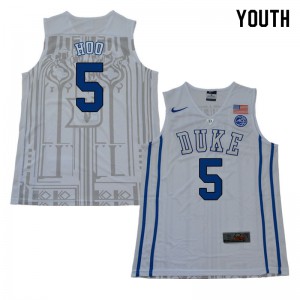 Youth Duke University #5 Rodney Hoo White Basketball Jersey 319722-703