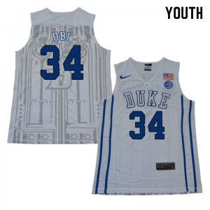 Youth Duke #34 Sean Obi White Stitched Jersey 108958-951