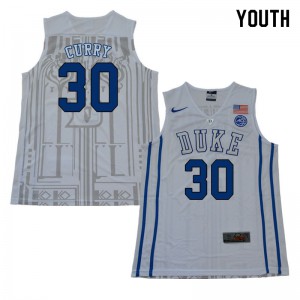 Youth Duke University #30 Seth Curry White Player Jerseys 838352-783