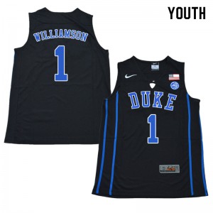 Youth Duke Blue Devils #1 Zion Williamson Black Player Jersey 342882-598
