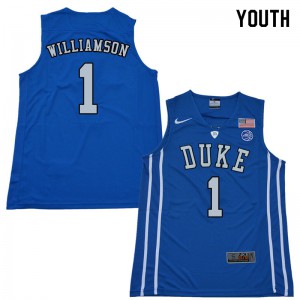 Youth Blue Devils #1 Zion Williamson Blue Official Jerseys 731240-305
