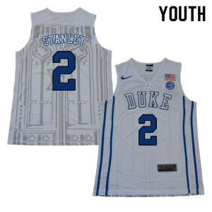 Youth Duke Blue Devils #2 Cassius Stanley White Stitched Jersey 326851-498