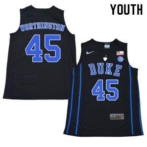Youth Blue Devils #45 Keenan Worthington Black Stitch Jersey 958951-568