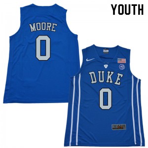 Youth Duke #0 Wendell Moore Blue Official Jerseys 278234-901