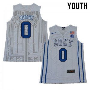 Youth Blue Devils #0 Wendell Moore White University Jersey 670843-801